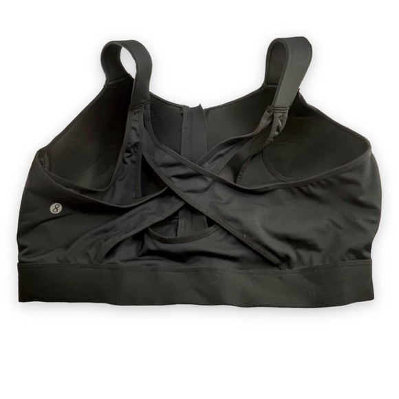 Black padded zipper-front sports bra, maximum support - Picture 2 of 3